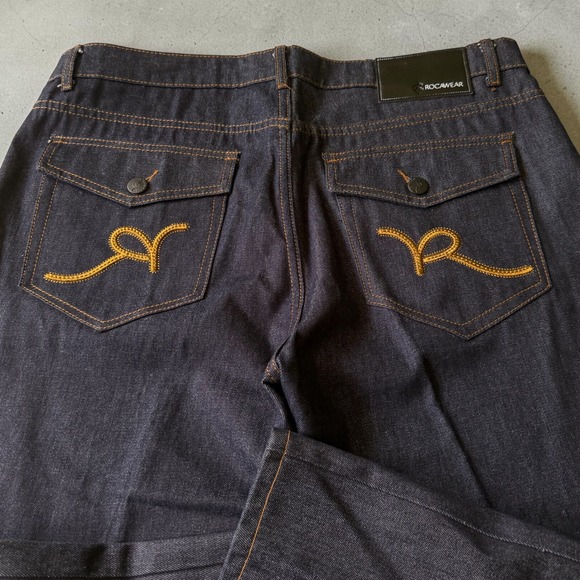 Rocawear Other - Rocawear Vintage Y2K Baggy Wide Leg Jeans Indigo Blue Embroidered Mens 38x32